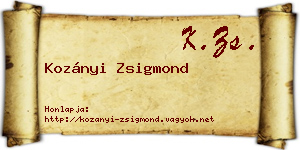 Kozányi Zsigmond névjegykártya